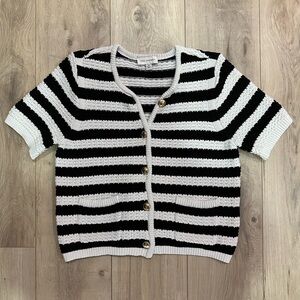 Black and White Striped Cardigan